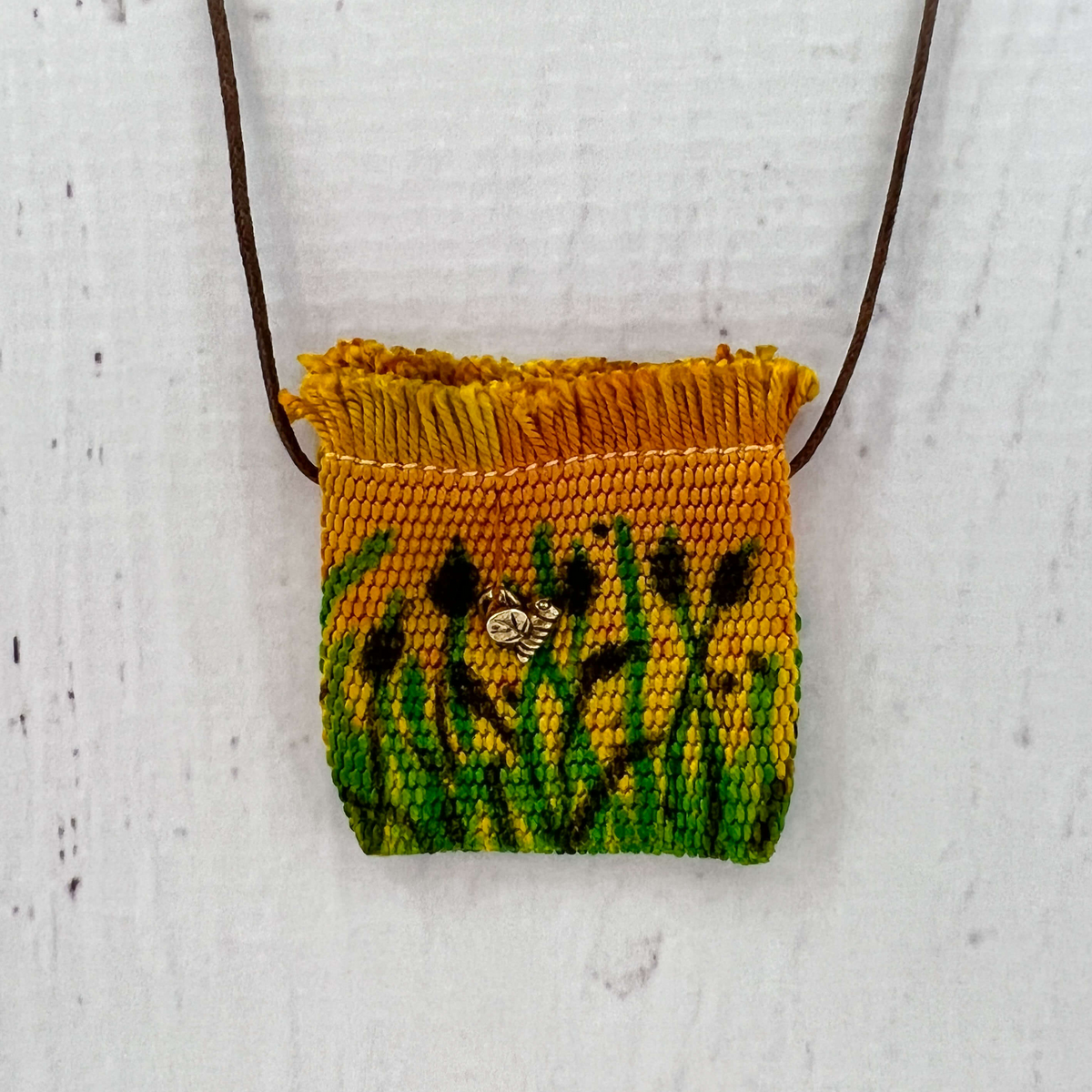 Handwoven Silk Amulet Bag - Small Golden Meadow