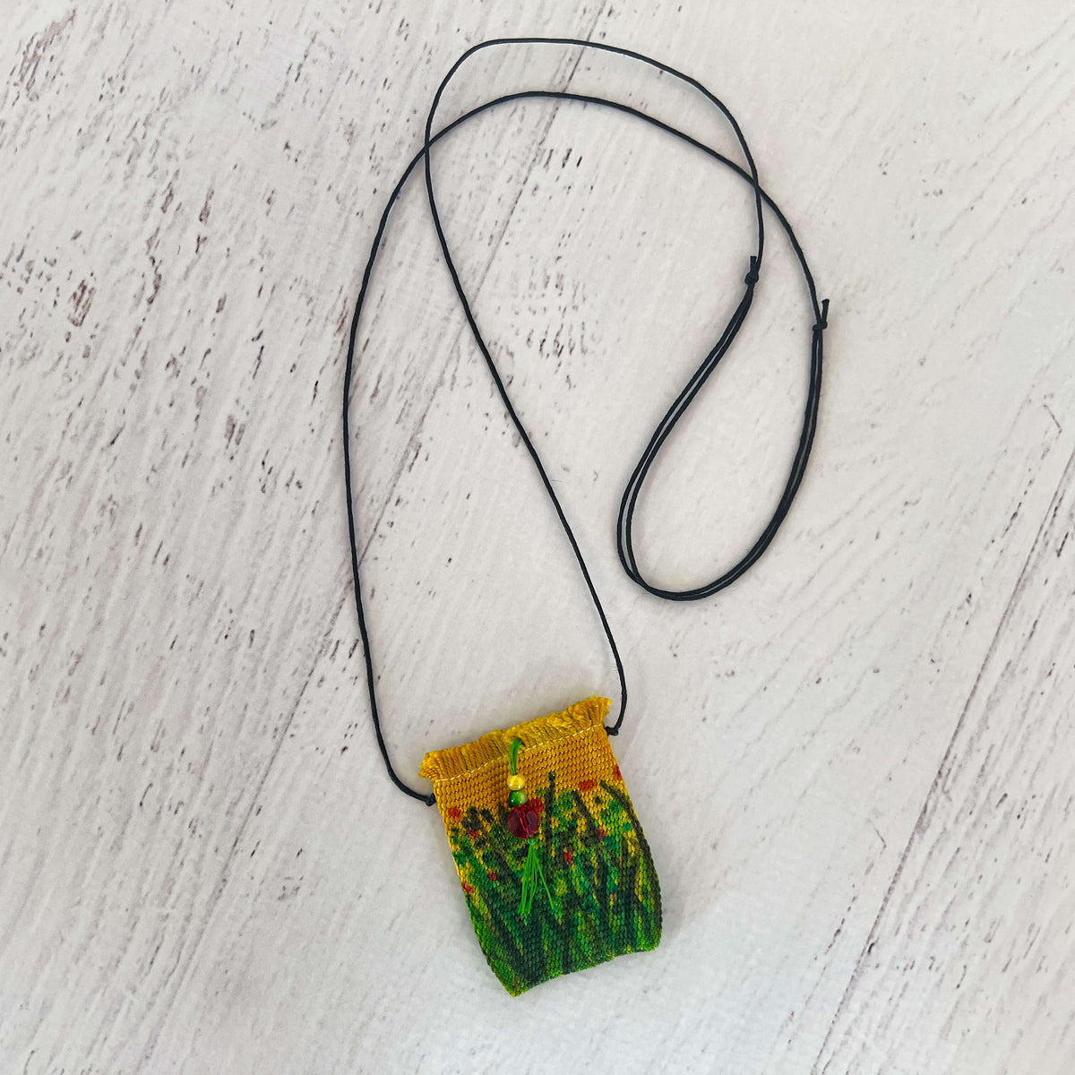 Handwoven Silk Amulet Bag - Golden Meadow