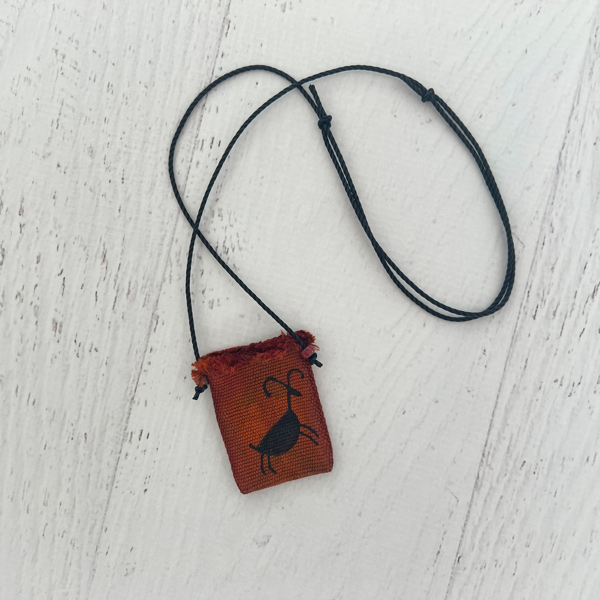 Handwoven Silk Amulet Bag - Mountain Goat Petroglyph