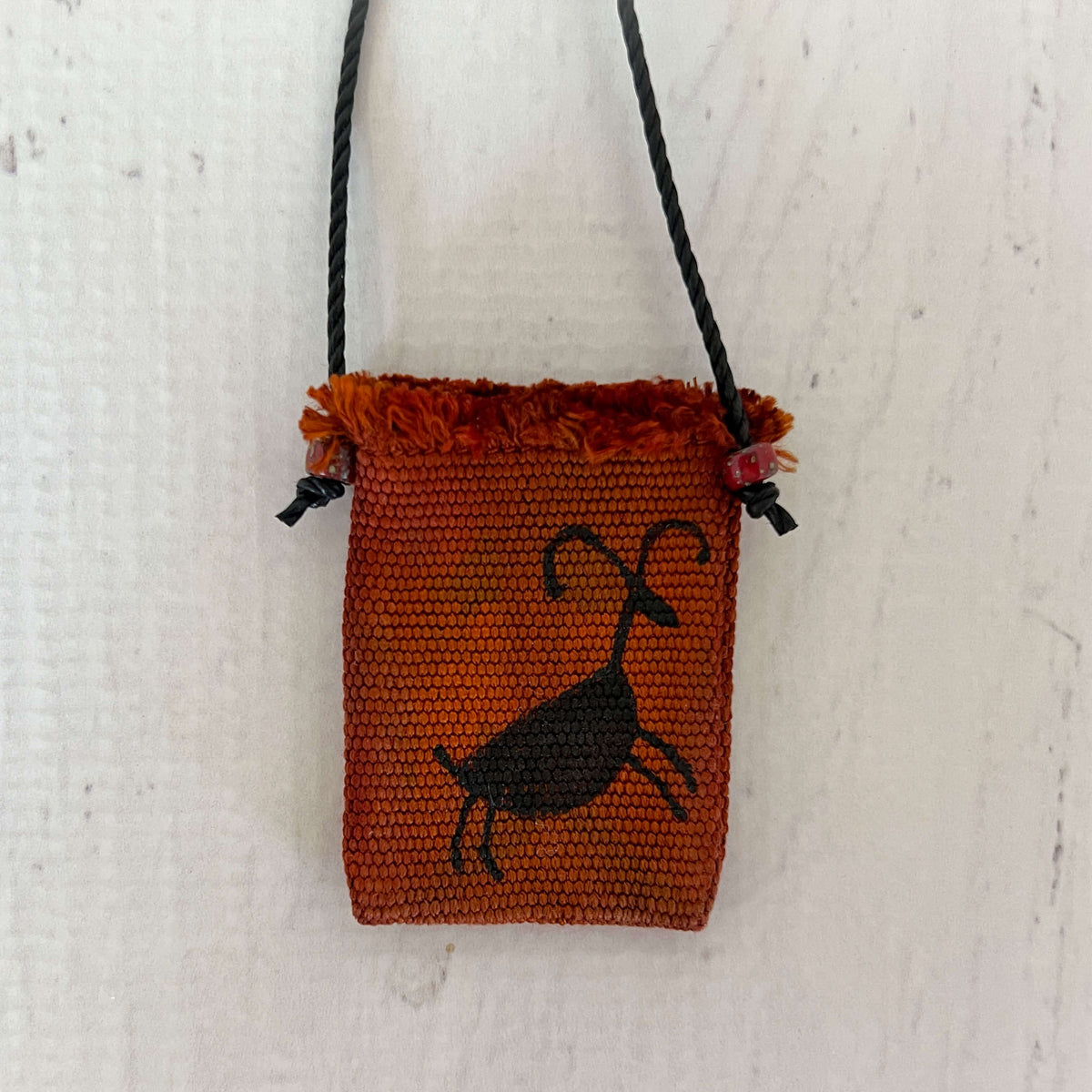Handwoven Silk Amulet Bag - Mountain Goat Petroglyph