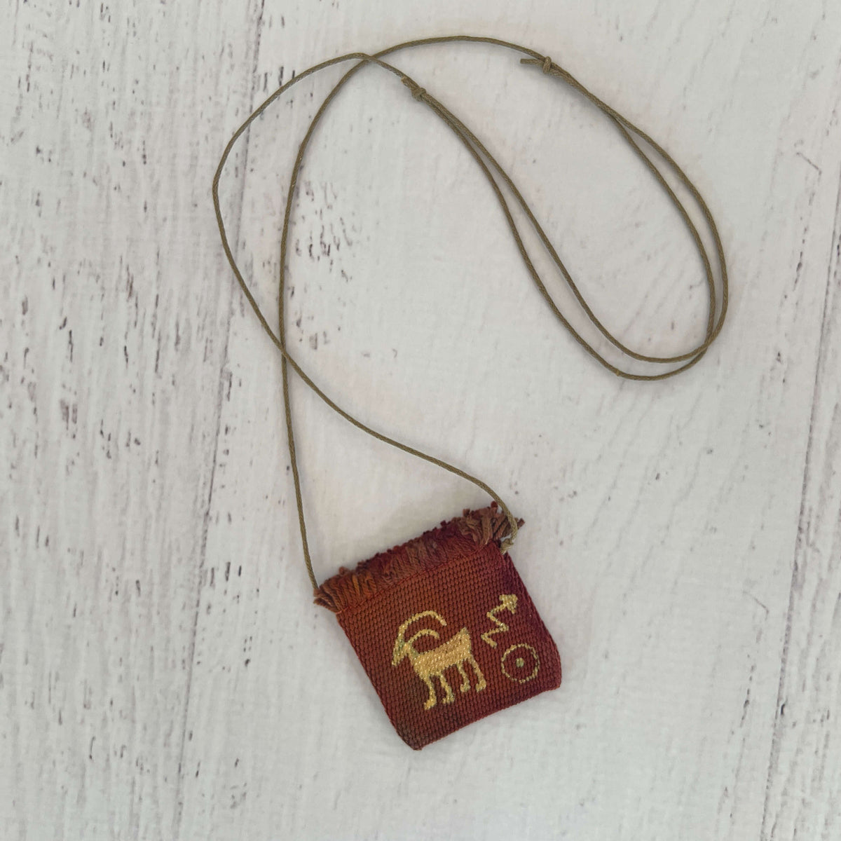 Handwoven Silk Amulet Bag - Mountain Goat
