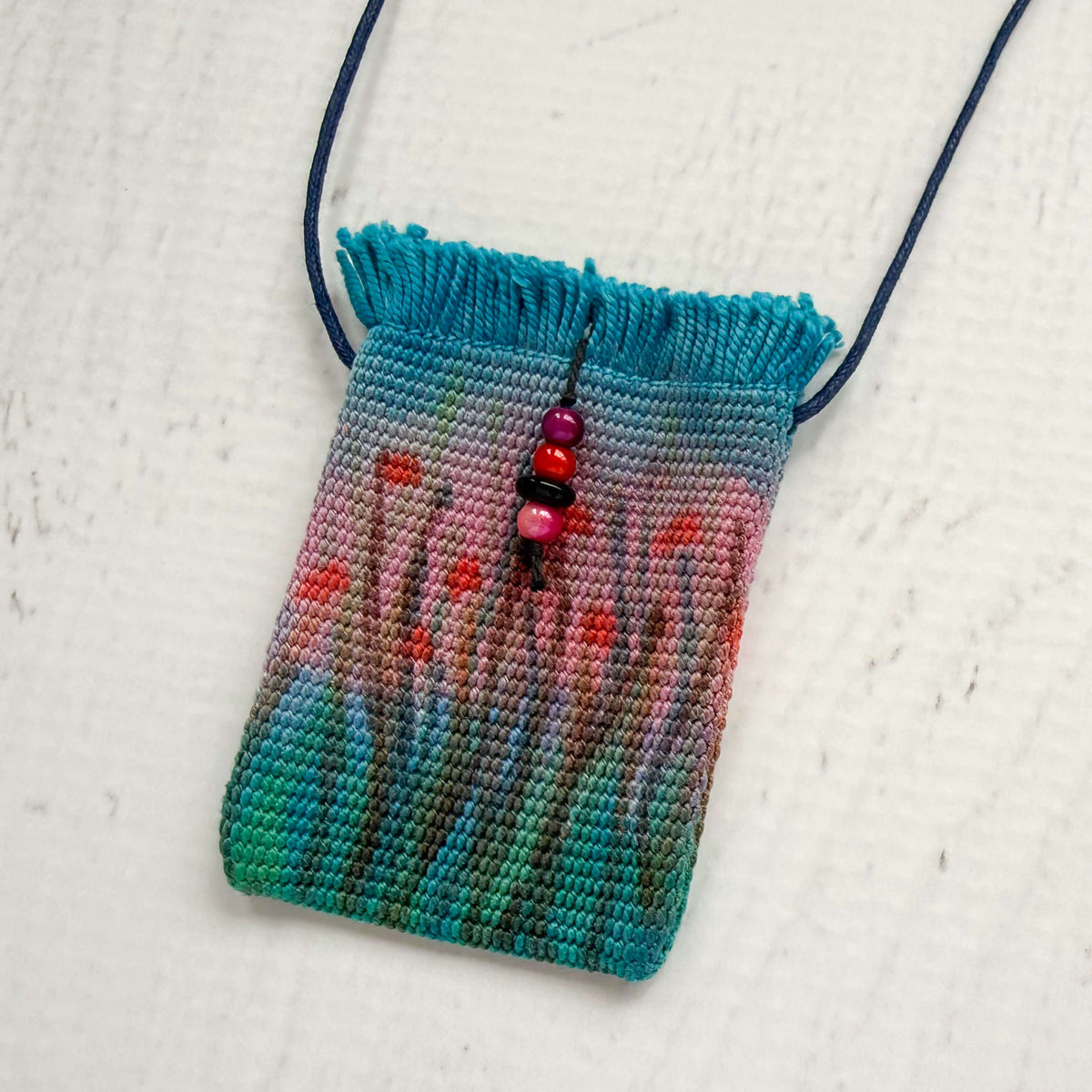 Handwoven Silk Amulet Bag -Blossom Dusk