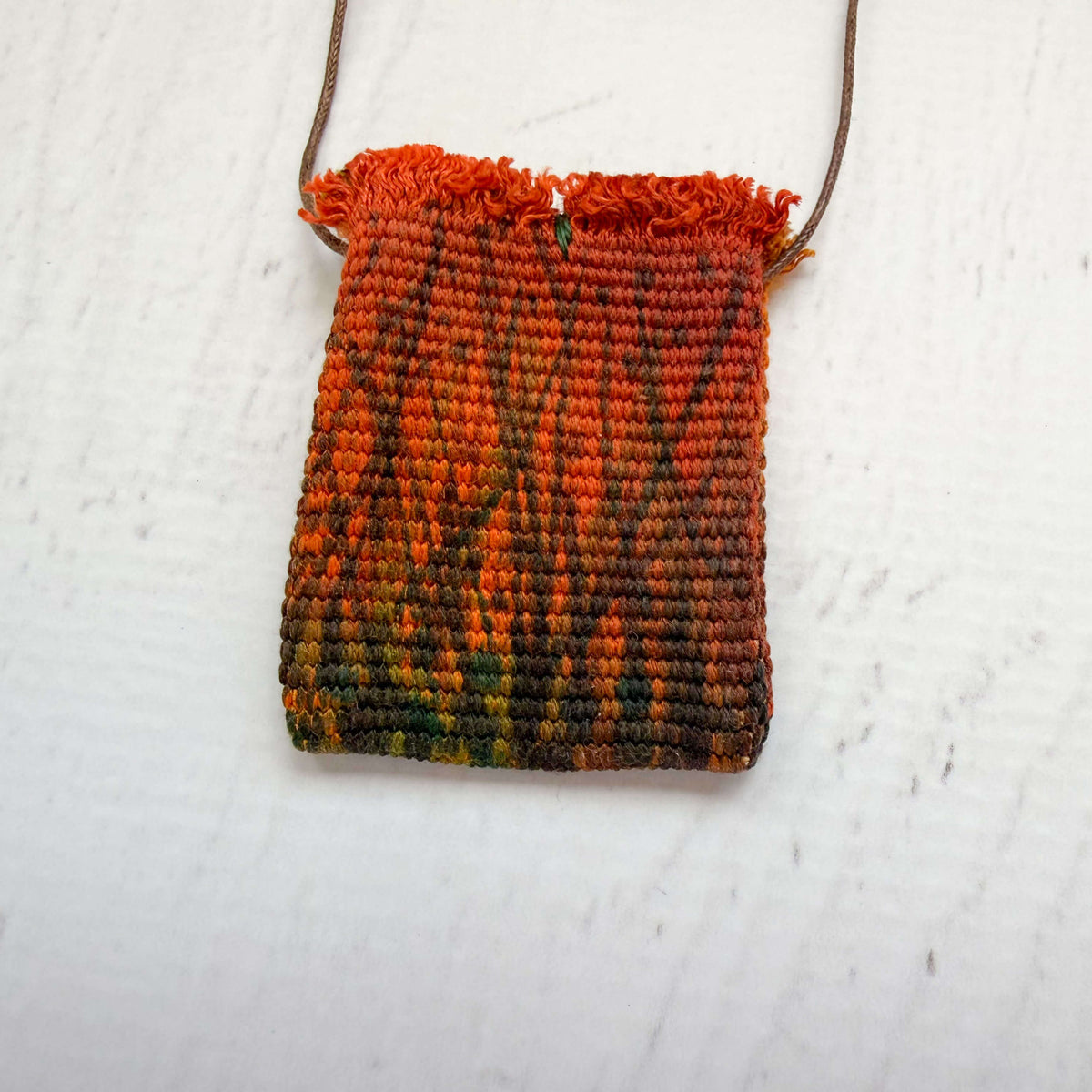 Handwoven Silk Amulet Bag - Copper Sunset and Dragonfly