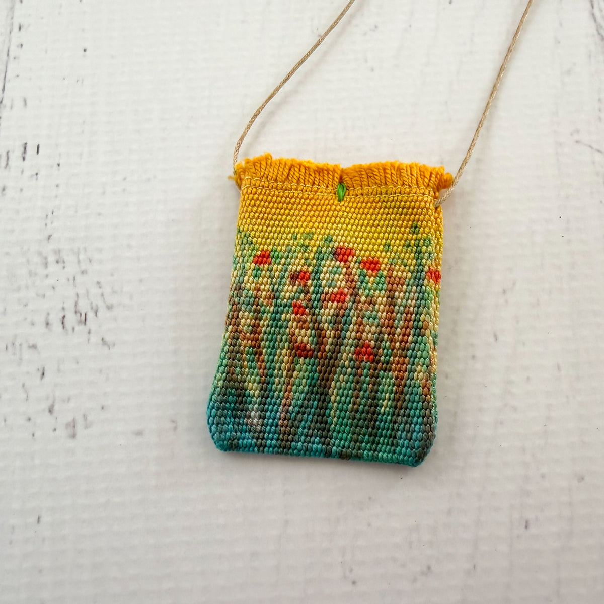 Handwoven Silk Amulet Bag - Meadow Bird