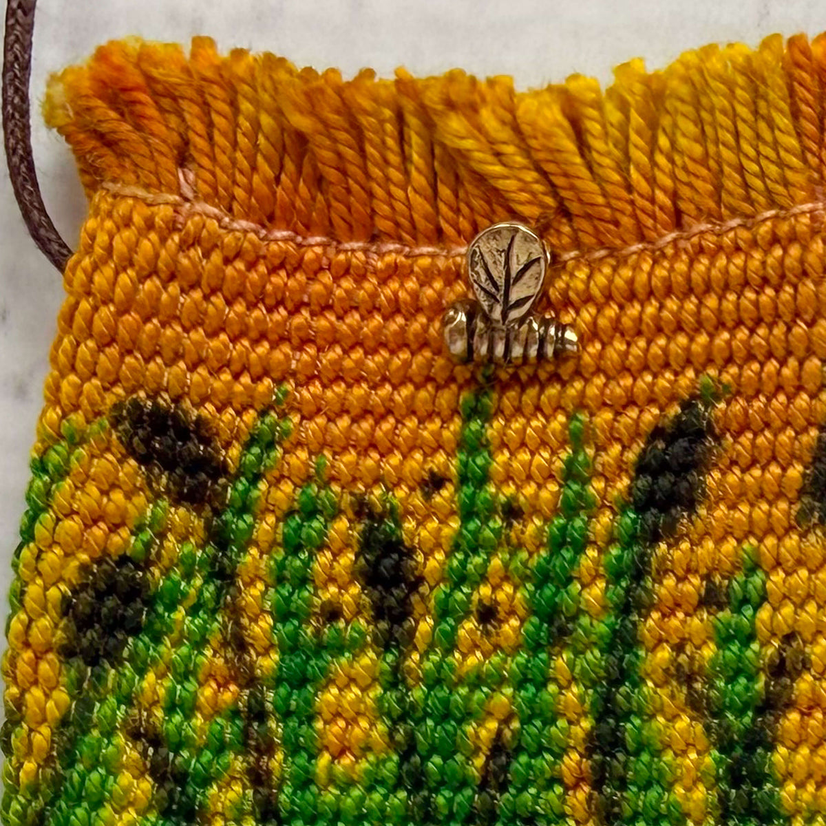 Handwoven Silk Amulet Bag - Small Golden Meadow