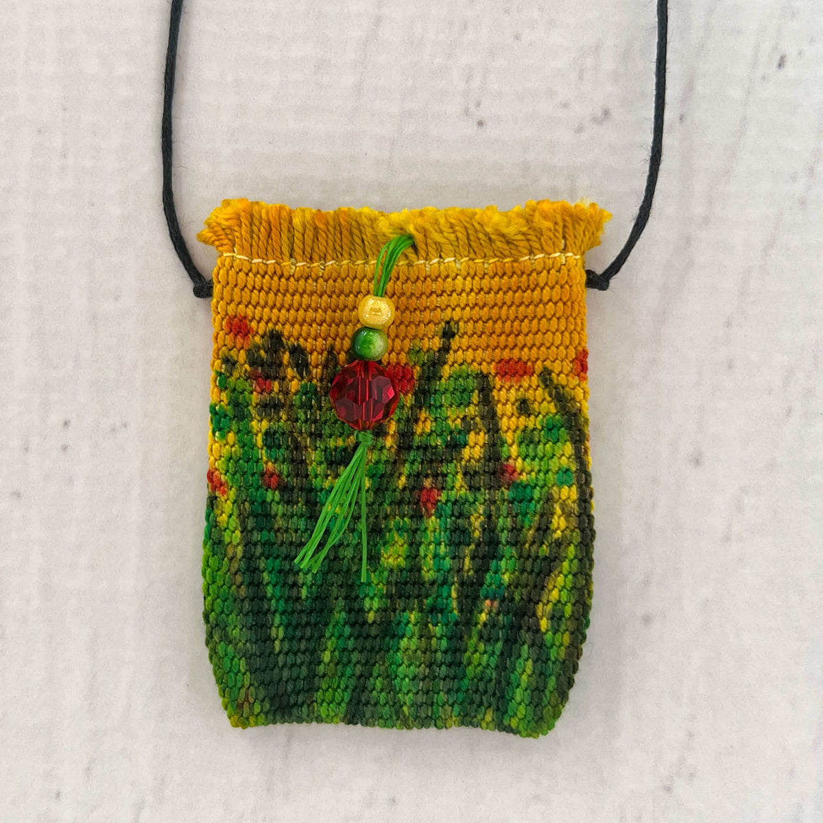 Handwoven Silk Amulet Bag - Golden Meadow