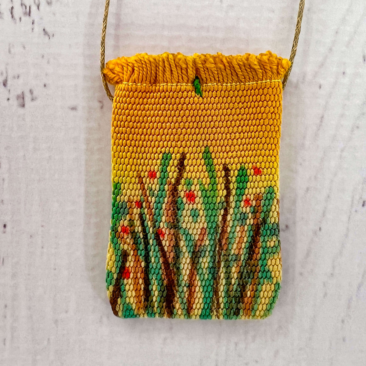 Handwoven Silk Amulet Bag - Meadow Bird