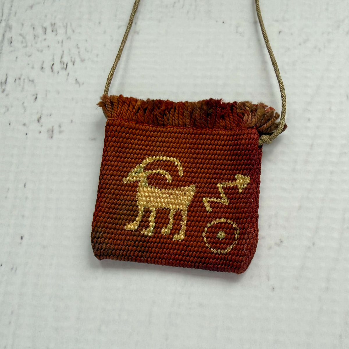 Handwoven Silk Amulet Bag - Mountain Goat