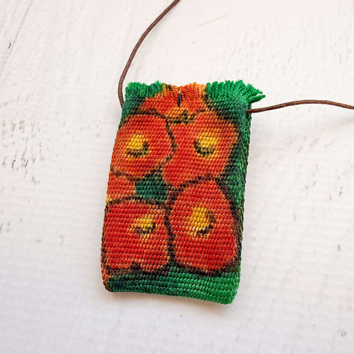 Handwoven Silk Amulet Bag - Poppies