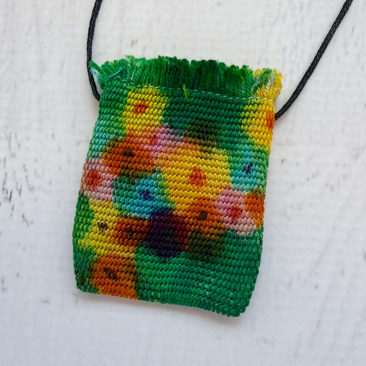 Handwoven Silk Amulet Bag - Antique Sewing Machine