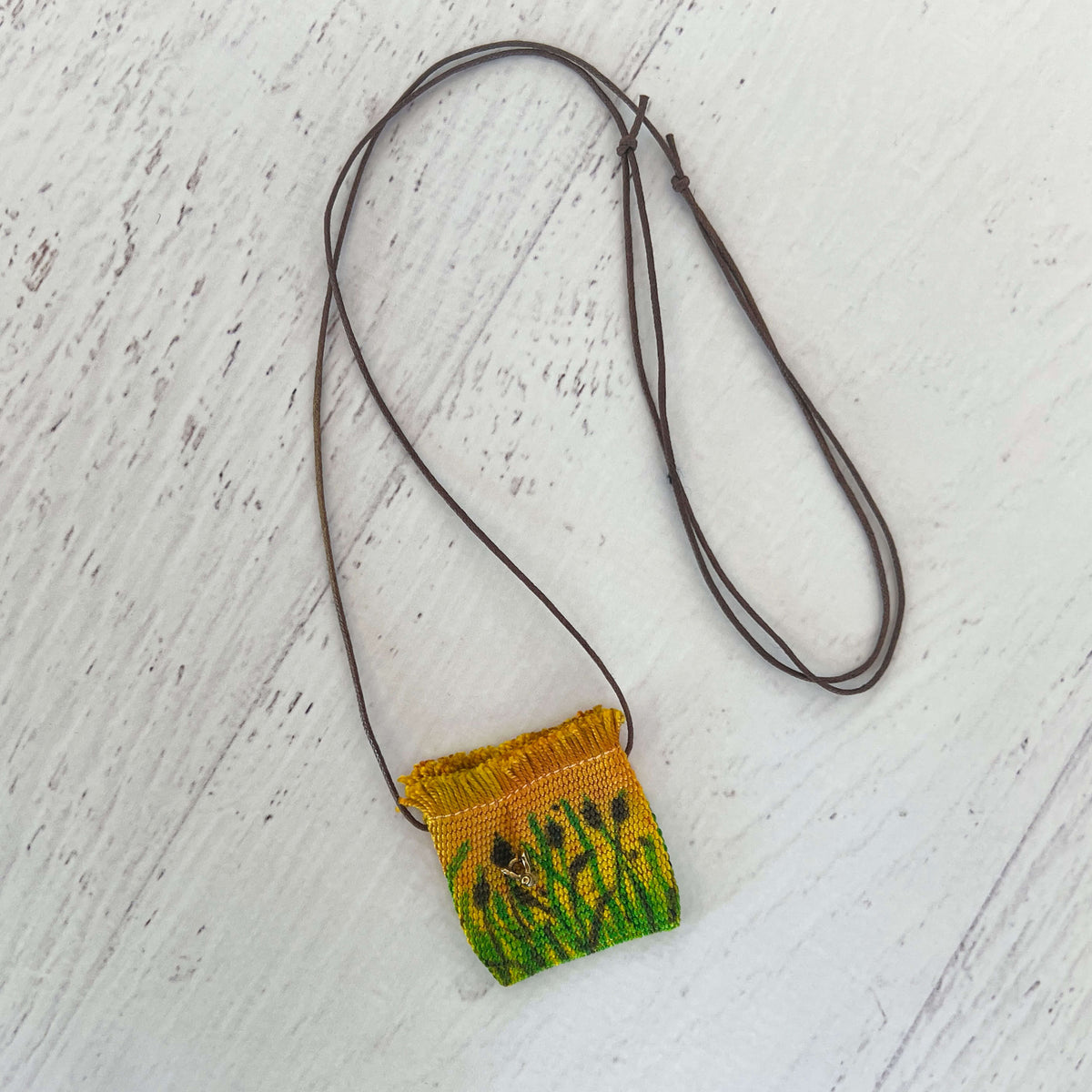 Handwoven Silk Amulet Bag - Small Golden Meadow