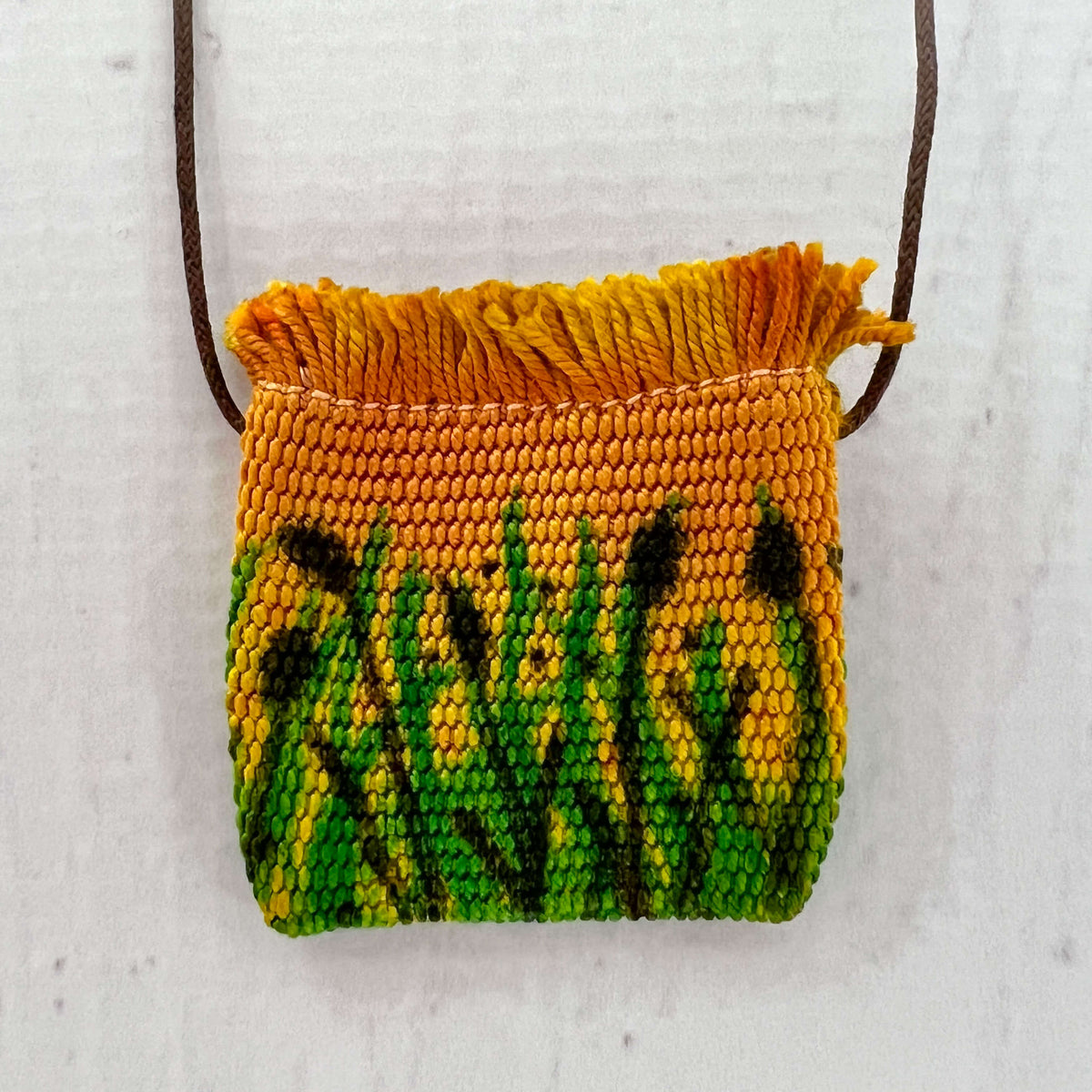 Handwoven Silk Amulet Bag - Small Golden Meadow