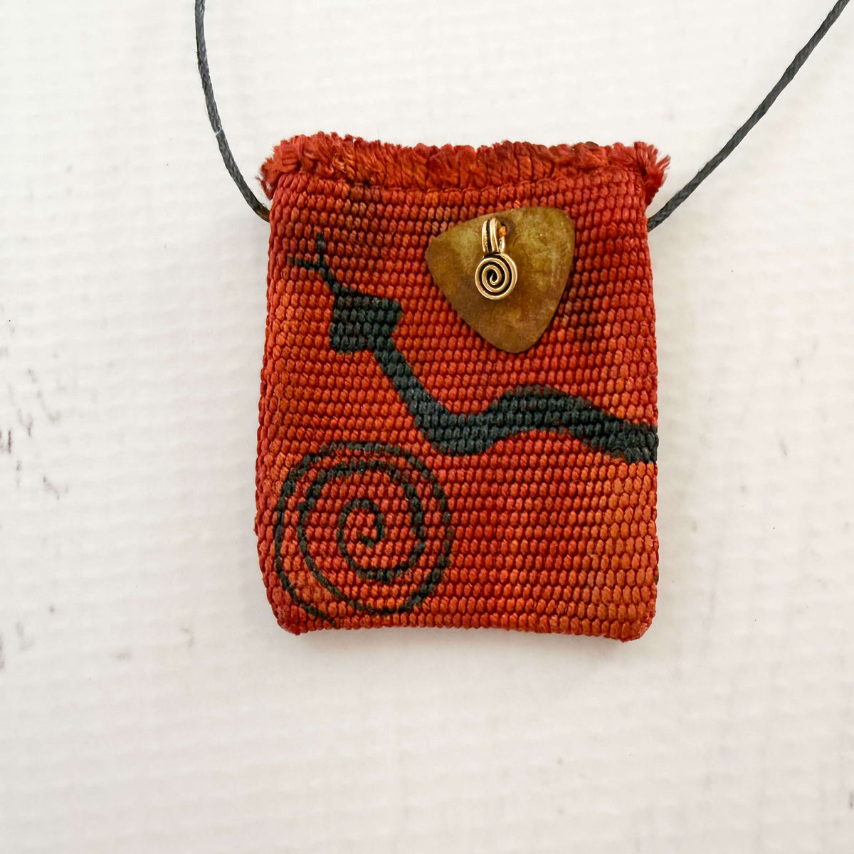 Handwoven Silk Amulet Bag - Snake and Spiral