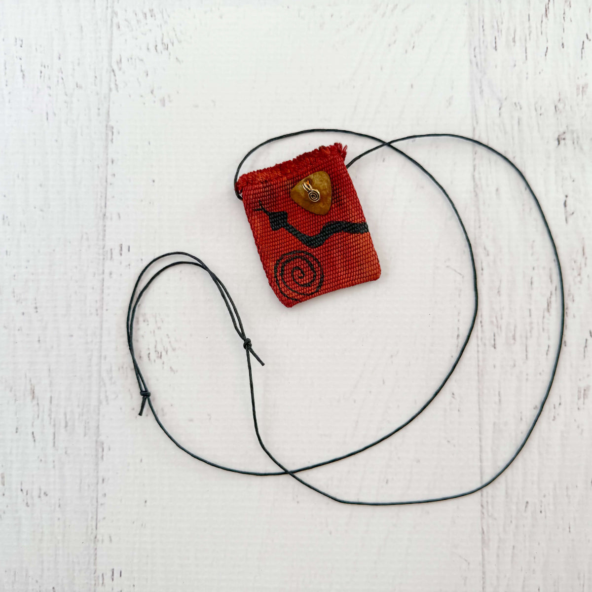 Handwoven Silk Amulet Bag - Snake and Spiral