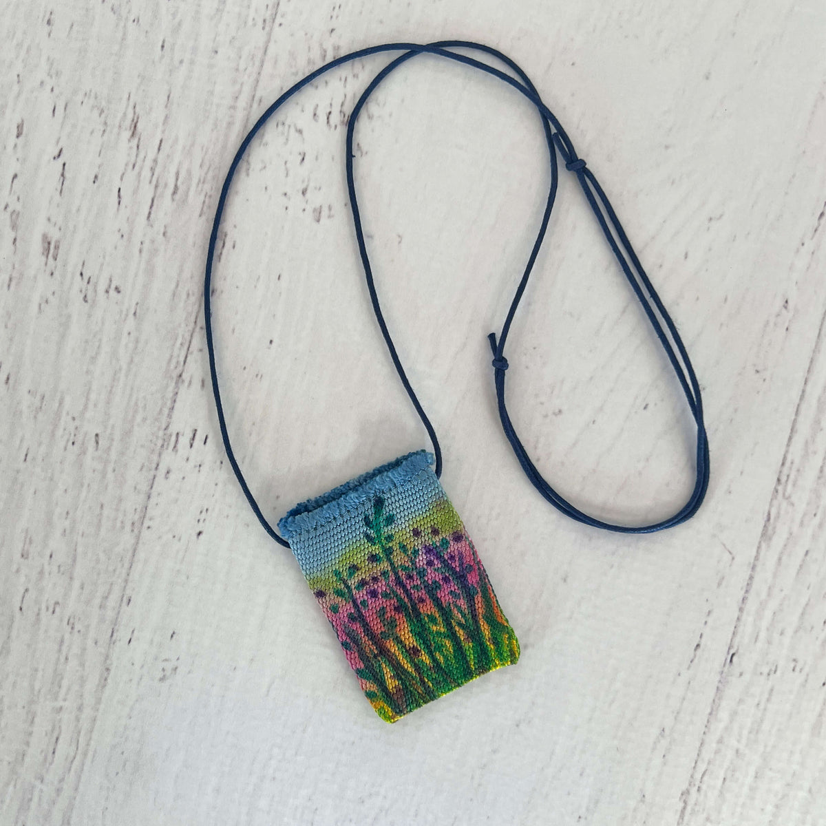 Handwoven Silk Amulet Bag -Sunrise Bloom