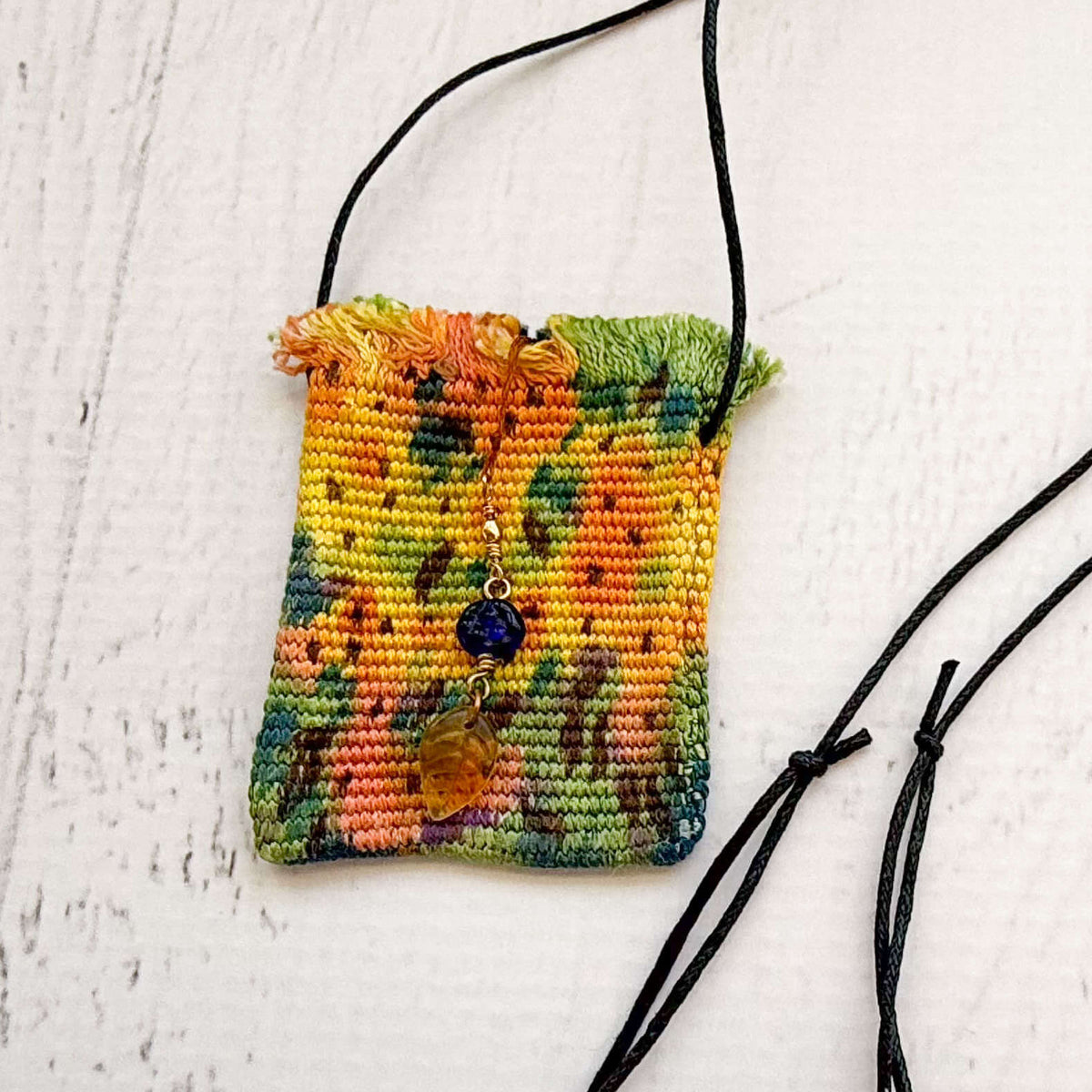 Handwoven Silk Amulet Bag - Field of Flowers