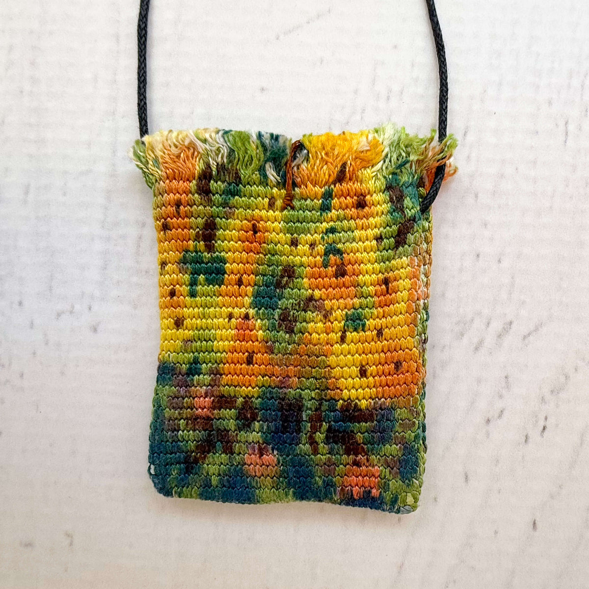 Handwoven Silk Amulet Bag - Field of Flowers
