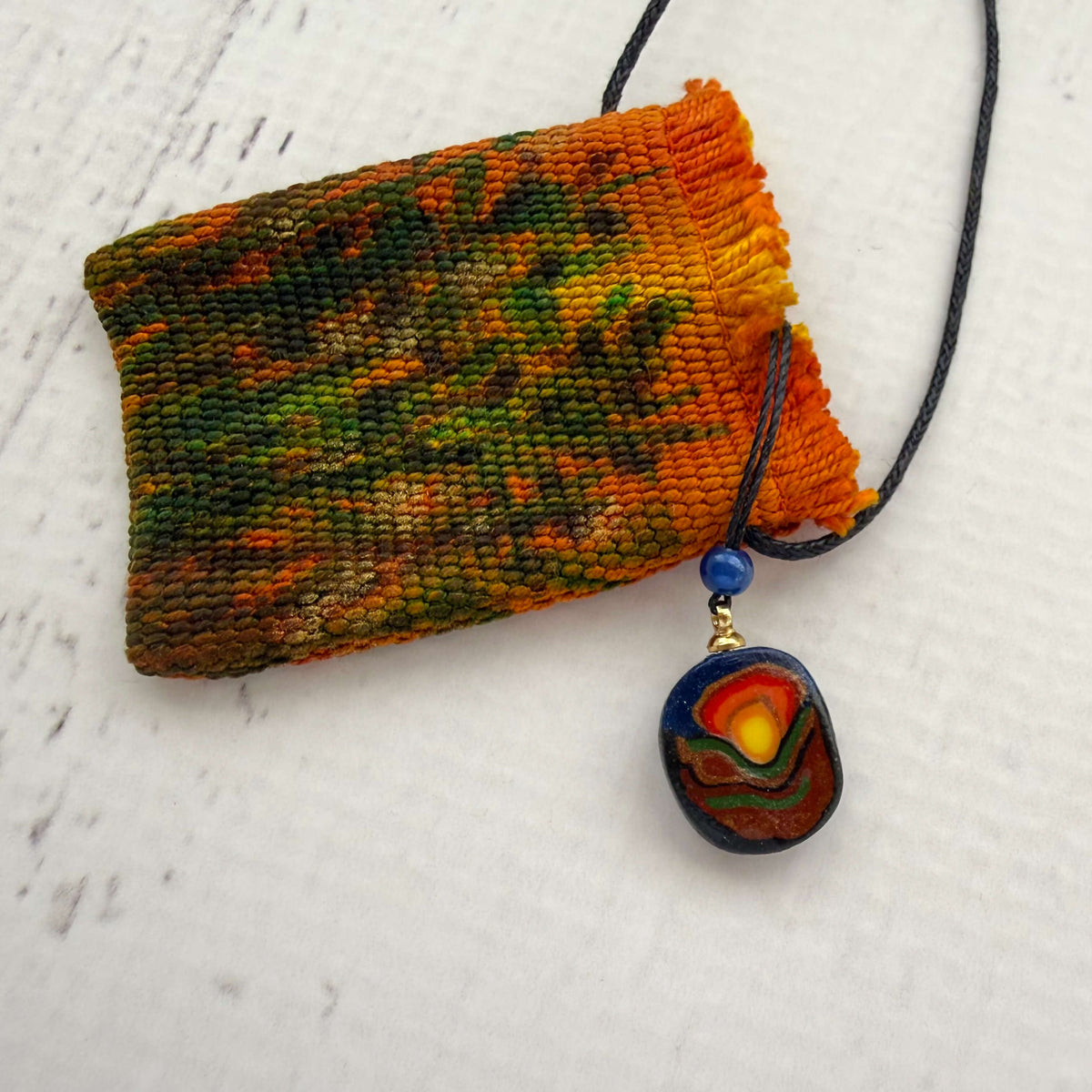 Handwoven Silk Amulet Bag - Sunrise Meadow