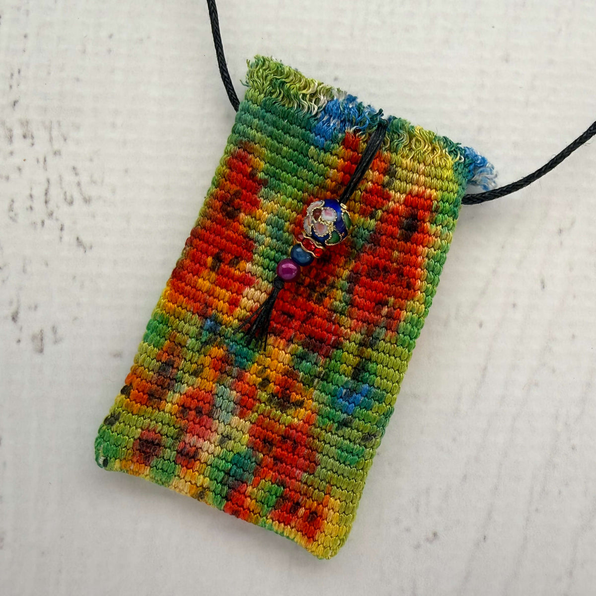 Handwoven Silk Amulet Bag - Summer Garden