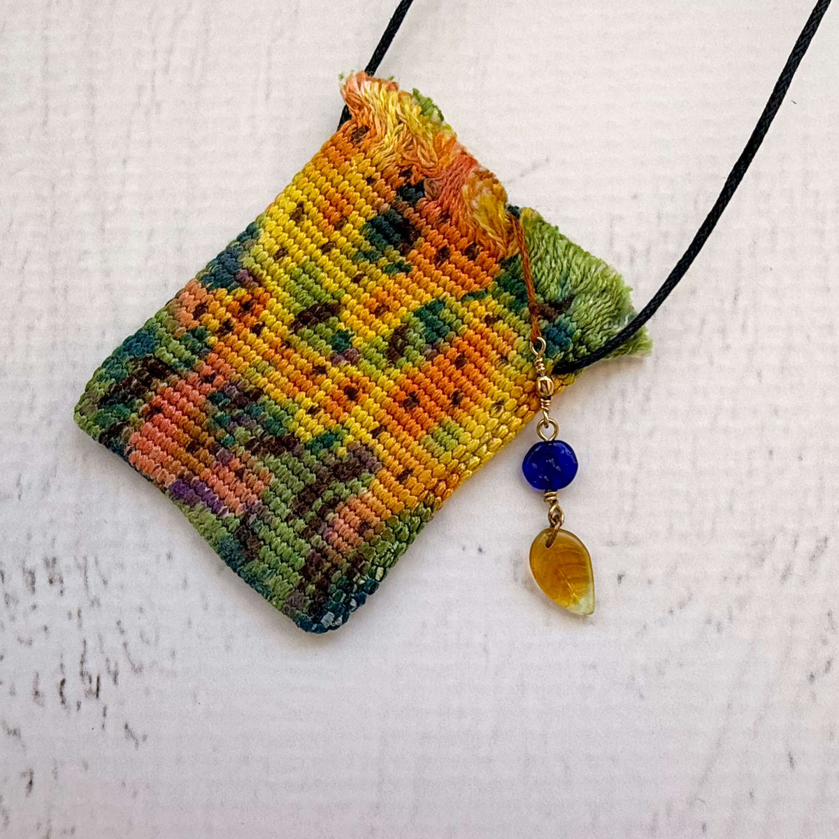 Handwoven Silk Amulet Bag - Field of Flowers