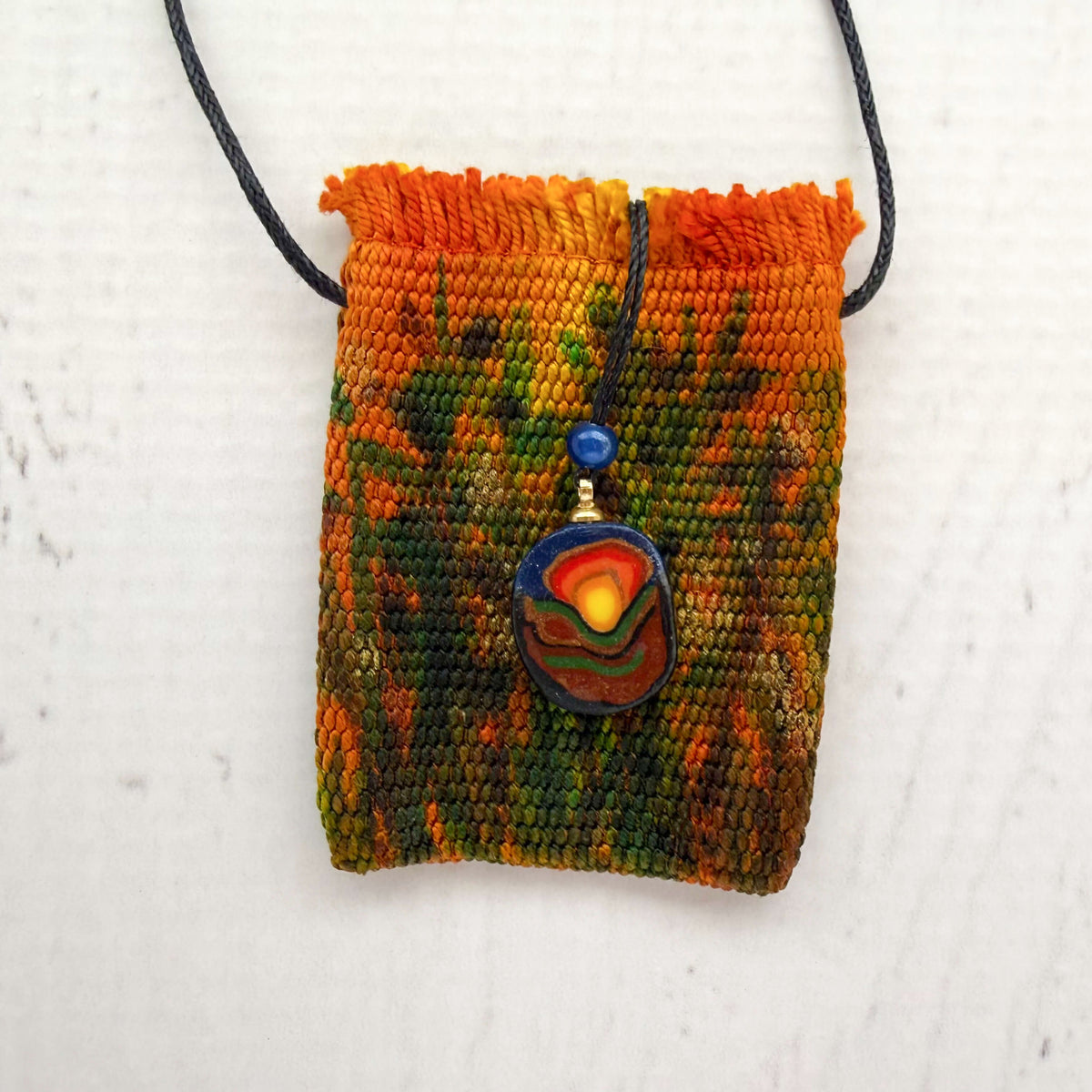 Handwoven Silk Amulet Bag - Sunrise Meadow