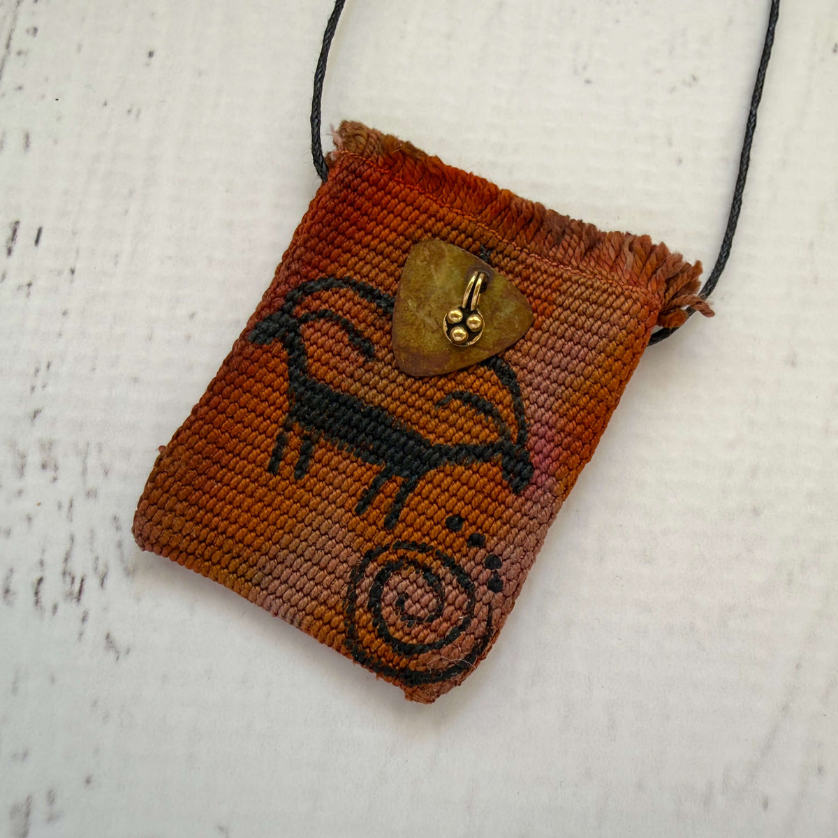 Handwoven Silk Amulet Bag - Mountain Goat
