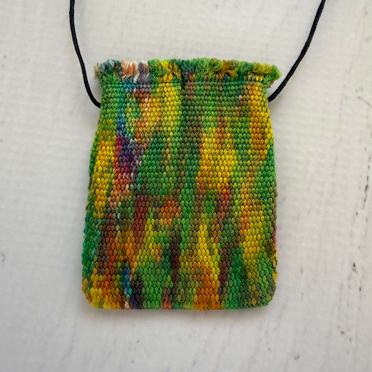 Handwoven Silk Amulet Bag - Garden Birdhouse