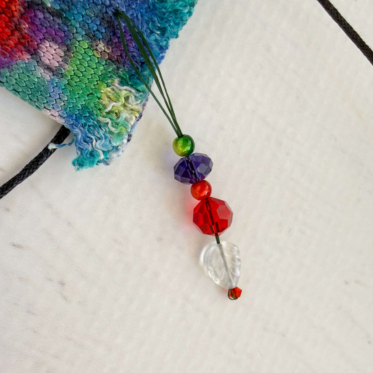 Handwoven Silk Amulet Bag - Red Roses